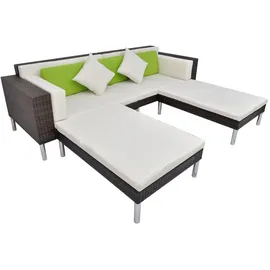 vidaXL Lounge Set 4-tlg. Polyrattan Auflagen cremeweiß braun