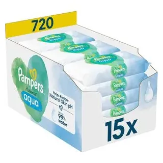 Pampers Harmonie Aqua Feuchttücher, 720 Stück (15x 48 Stück)