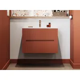 Waschbeckenunterschrank hängend mit Einbauwaschbecken - 80 cm - Terracotta gerippt - PAVANI