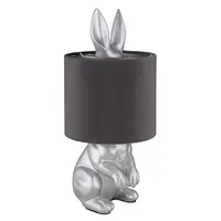 GLOBO Tischleuchte Beistelllampe Nachttischlampe Kaninchen-Design Grau H 41 cm