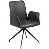 Esszimmerstuhl NAYA drehbar in Kunstleder Vintage schwarz - Schwarz