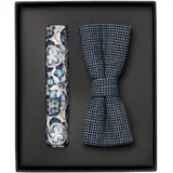 Venti "VENTI Set aus Fliege und Einstecktuch gemustert", Herren, blau (graues dunkelblau), 52% Polyester, 47% Baumwolle, 1% Elasthan, Fliegen
