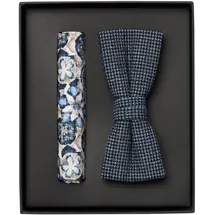Venti "VENTI Set aus Fliege und Einstecktuch gemustert", Herren, blau (graues dunkelblau), 52% Polyester, 47% Baumwolle, 1% Elasthan, Fliegen