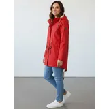 Modas Damen Regenmantel aus PU - Frauen Regenjacke gefüttert mit Teddy-Fleece Futter wasserdicht in Rot Größe 40 bis 42 - 40-42