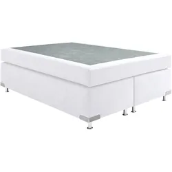 Boxspringbett "Holland", weiß, B:142cm L:201cm, Microvelours (100% Polyester), WESTFALIA SCHLAFKOMFORT, Komplettbetten, Boxspringbett, ohne Kopfteil, frei im Raum stellbar