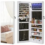 SONGMICS Schmuckschrank Spiegelschrank mit LED und Ganzkörperspiegel, weiß weiß