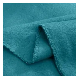 Wometo 2er Set Polar Fleecedecke oekoTex 130x160 ca. 400g mit Anti-Pilling und Kettelrand türkis Petrol