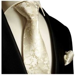 Paul Malone Krawatte Hochzeitskrawatte mit Tuch floral 100% Seide Bräutigam Hochzeit (Set, 2-St., Krawatte mit Einstecktuch) Breit (8cm), champagner 948 gelb normal – 8 cm x 150 cm