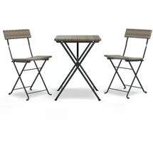 vidaXL 3-tlg Bistro-Set Klappbar Grau Poly Rattan