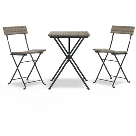 vidaXL 3-tlg Bistro-Set Klappbar Grau Poly Rattan