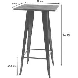 Mendler Set Stehtisch + 2x Barhocker  Holz-Tischplatte Metall Industriedesign  Schwarz