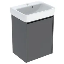 Geberit Renova Plan Set Handwaschbecken mit Unterschrank, 1 Tür, 50x69,7x38cm, 504035JK1 Waschtisch weiß, Korpus/Front lava / lackiert seidenmatt
