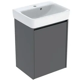 Geberit Renova Plan Set Handwaschbecken mit Unterschrank, 1 Tür, 50x69,7x38cm, 504035JK1 Waschtisch weiß, Korpus/Front lava / lackiert seidenmatt