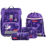 Step by Step Schulranzen-Set Cloud „Pegasus Liv“ 5-teilig, lila, Pegasus-Design, ergonomischer Tornister mit Reflektoren, höhenverstellbar mit Hüftgurt für Mädchen ab der 1. Klasse, 19L