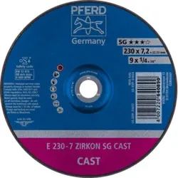 PFERD Schruppscheibe E 230x7,2x22,23 mm ZIRKON Speziallinie SGP CAST für Guss