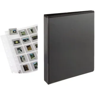 Hama 25 Diahüllen für gerahmte Dias (Dia-Archivierung im Format 5x5cm, bis zu 500 Dias) transparent & Esselte 49717 Ringbuch Präsentation, mit Taschen, A4, PP, 4 Ringe, 30 mm, schwarz