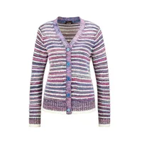 GOLDNER Strickjacke Langarm Jacke Damen mit Grafikmuster und V-Ausschnitt Bunt 38