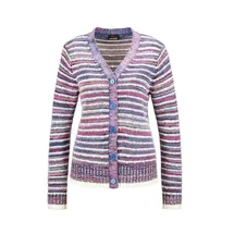 GOLDNER Strickjacke Langarm Jacke Damen mit Grafikmuster und V-Ausschnitt Bunt 38