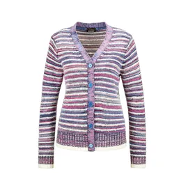 GOLDNER Strickjacke Langarm Jacke Damen mit Grafikmuster und V-Ausschnitt Bunt 38