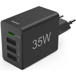 HAMA Schnellladegerät 1xUSB-C 3xA 35W schwarz #201990 (Angebot)