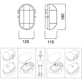 ADAKAT Bulkhead Kellerleuchte E27 IP54 Edelstahl, Glas 180mm 1 Stück weiß