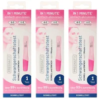 Pregnafix Schwangerschafts-Schnelltest, mit sicherem Ergebnis in nur zwei Minuten, 3er Pack (3 x 1 Stück)
