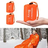 Mitening Notfallzelt, Tragbar Notfall Schlafsack Notfallzelt Wasserdicht Survival Schlafsack Hitzeabweisend Erste Hilfe Rettungsdecken Ultraleicht Biwak Sack für Camping im Freien und Wandern (Orange)