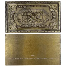 FaNaTtik Harry Potter Hogwarts Express Zugticket Replik Metall Nachbildung, Souvenir, Einheitsgröße, Gold, Limitiert auf 9.995 Stück, Ideal für Kinder, Teenager und Erwachsene