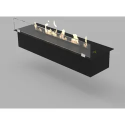 Decoflame Denver e-Ribbon BasicTM Ethanol Brenner mit Fernbedienung: 720 mm - Schwarz - Mit Glasscheibe (einseitig)