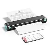 PhoFuta M08F Mobiler Drucker A4 für Unterwegs Thermodrucker A4, Bluetooth Tragbarer Drucker - Inkless Printer, Mit 10 Blatt Thermopapier A4, kompatibel mit Handy und Laptop