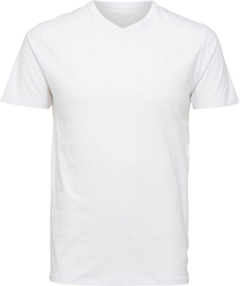 SELECTED HOMME V-Shirt Basic V-Shirt weiß