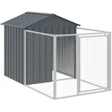 vidaXL Hundehütte mit Auslauf Anthrazit 117x201x123cm Verzinkter Stahl