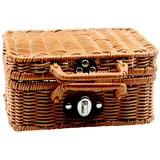 Aufbewahrungskorb mit Deckel und Griffen, Geflochtenem Rattan Aufbewahrungsbox, Vintage Gewebt Weidenkorb, Rechteckig Regalkörbe, Multifunktionaler Weidenkoffer für Picknick, Camping, Hochzeit (S)