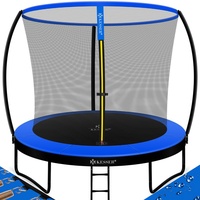 KESSER Trampoline Komplettset 244 cm inkl. Sicherheitsnetz, leiter, Randabdeckung + Zubehör blau