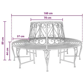 vidaXL Baumbank Ø 160 x 89 cm Schwarz