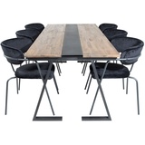 ebuy24 Ebuy24, Esstisch Teak und 6 Arrow Esszimmerstühle Velour schwarz.