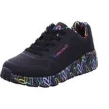 SKECHERS Uno Lite Lovely Luv Sneaker, Black Synthetic Multi Trim, 38