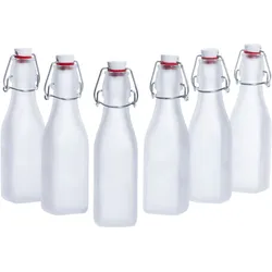 6er Set Glasflaschen Serie Swing Frosted mit Bügelverschluss 250ml