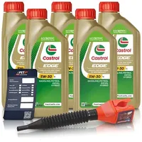 Castrol 5x 1 L EDGE 5W-30 LL + Ölwechsel-Anhänger + Einfülltrichter [Hersteller-Nr. 15F7DA]