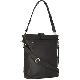 Plevier Bow Schultertasche Leder 30 cm Laptopfach schwarz