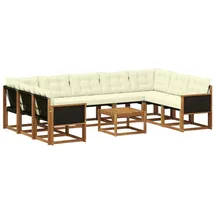 vidaXL Outdoor-Sofagarnitur mit Kissen 10 pcs braun/weiß