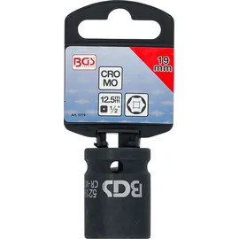BGS Kraft-Steckschlüssel-Einsatz Sechskant 5219, Antrieb Innenvierkant 12,5 mm (1/2") SW 19 mm