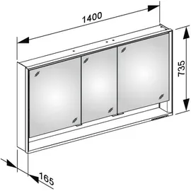 Keuco Royal Lumos 140 cm silber eloxiert offenes Fach smarthome fähig