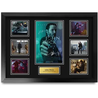 HWC Trading John Wick Geschenke Geducktes Signiertes Autogramm Präsentationsdisplay für Fans von Film Memorabilien - A2 Gerahmt