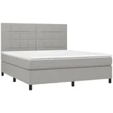 vidaXL Boxspringbett mit Matratze & LED Hellgrau 180x200 cm Stoff