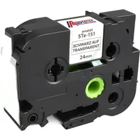 Ampertec P-Touch Band kompatibel zu STe-151 schwarz auf transparent