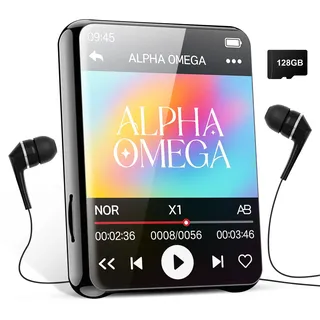 HERBYD MP3 Player Bluetooth 128GB - MP3 Dgital Audio Player mit Lautsprecher, 24 in Full Touch Screen, FM Radio, Recorder, HiFi Sound, E-Books Reader, Video Player, Kopfhörer im Lieferumfang