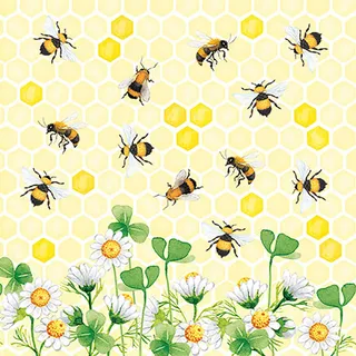 Ambiente Home Ambiente Papierservietten, Bienen Freude, 20 Stück, 16,5 x 16,5 cm