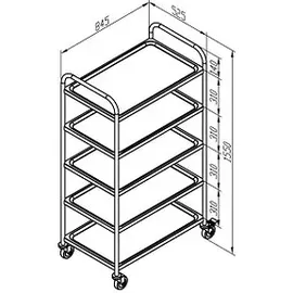 kompatible Ware Servierwagen silber 84,5 x 52,5 x 156,0 cm