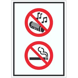 HB-Druck Aufkleber Musik und Rauchen verboten Symbol A5 (148x210mm)